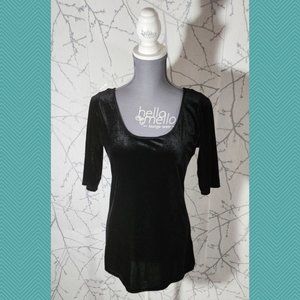 Banana Republic Black Velvet Scoop Neck Tee | Women's M